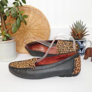 New Naturalizer Academia Cheetah Calf Hair & Black Leather Loafers 8.5 Flats w